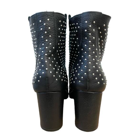 Rebecca Minkoff Sierra Studded Boots Size 7 Black Leather Heeled Bootie Edgy - Picture 5 of 13